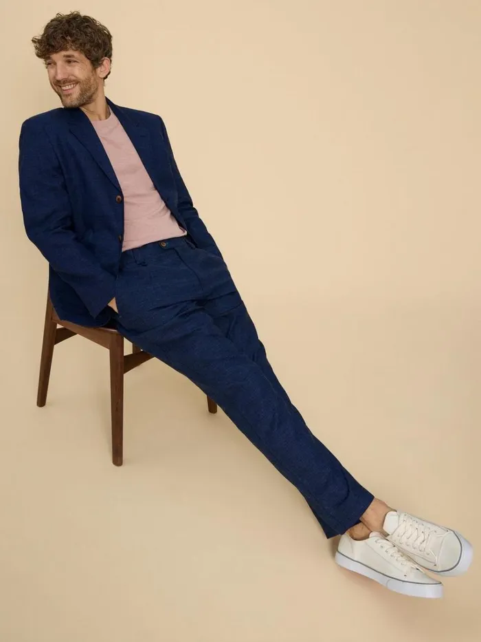 Men TROUSERS White Stuff Linen Blend Trouser Dark Navy
