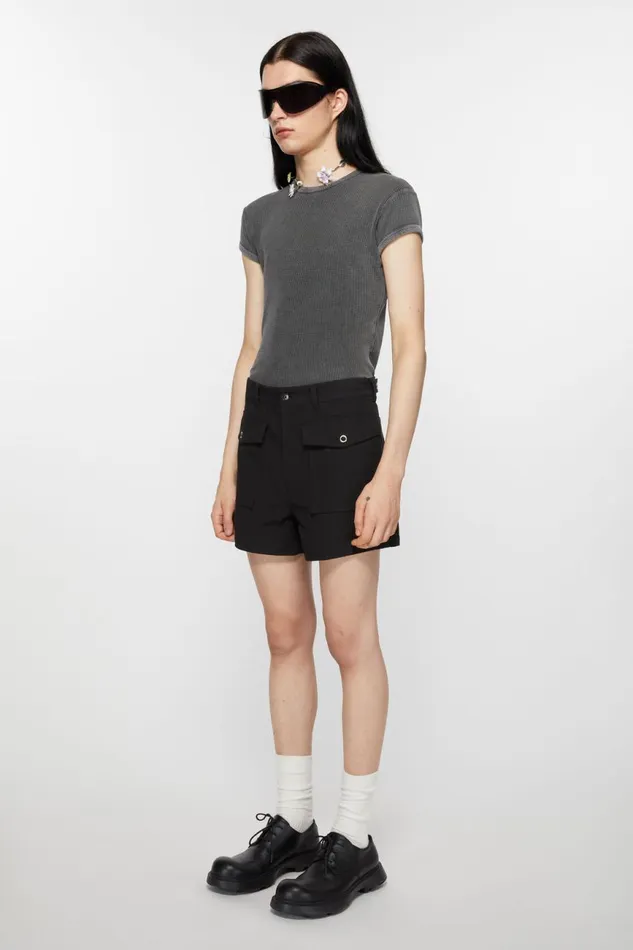 Men Twill Shorts Black Acne Studios Shorts