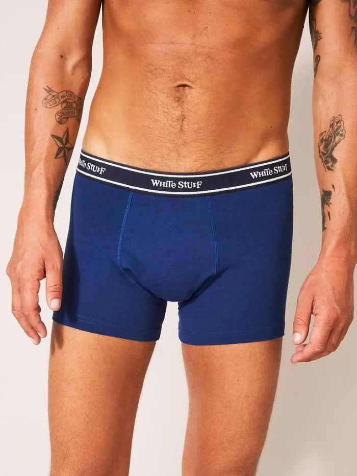 Men UNDERWEAR White Stuff 2 Pack Boxers Print And Plain White Multi