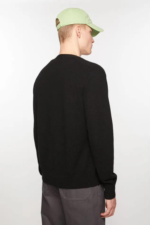 Men Vneck Cardigan Black Acne Studios Knitwear