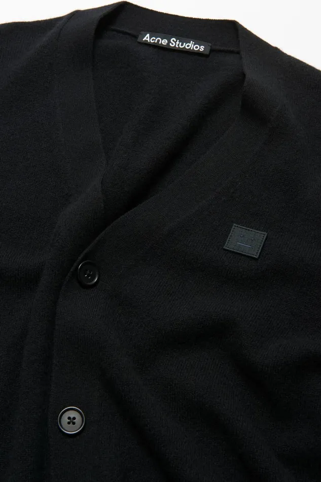 Men Vneck Cardigan Black Acne Studios Knitwear