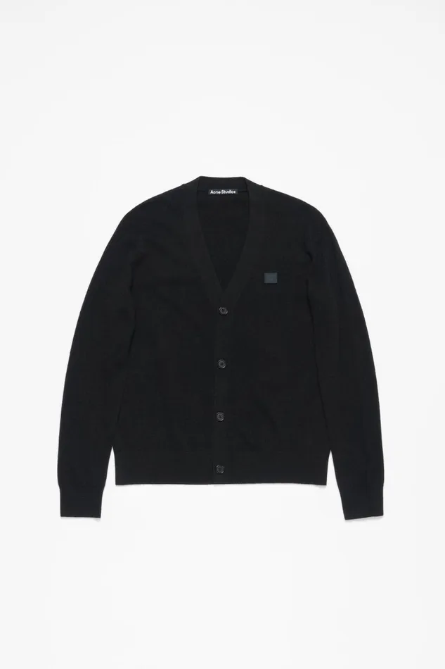 Men Vneck Cardigan Black Acne Studios Knitwear
