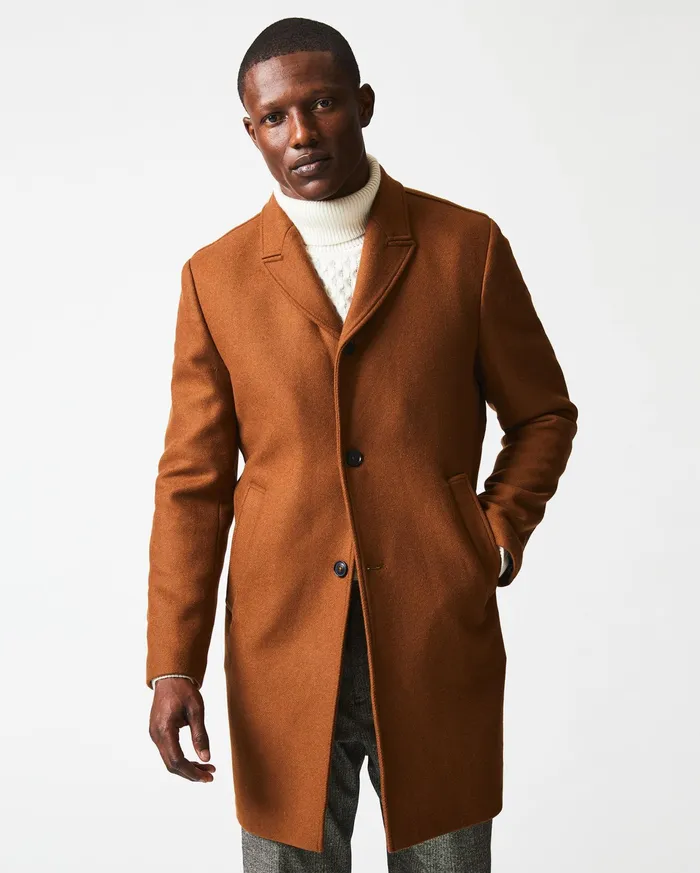 Men Walking Car Coat Rust Billy Reid Jackets and Outerwear