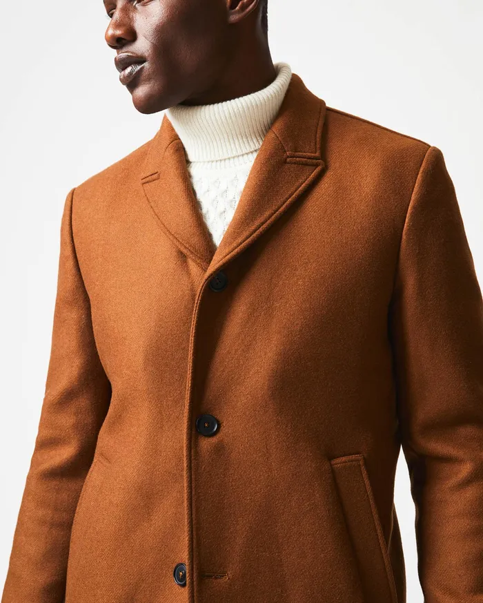 Men Walking Car Coat Rust Billy Reid Jackets and Outerwear