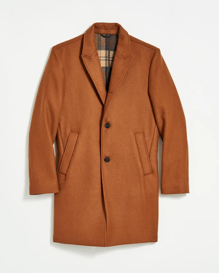 Men Walking Car Coat Rust Billy Reid Jackets and Outerwear