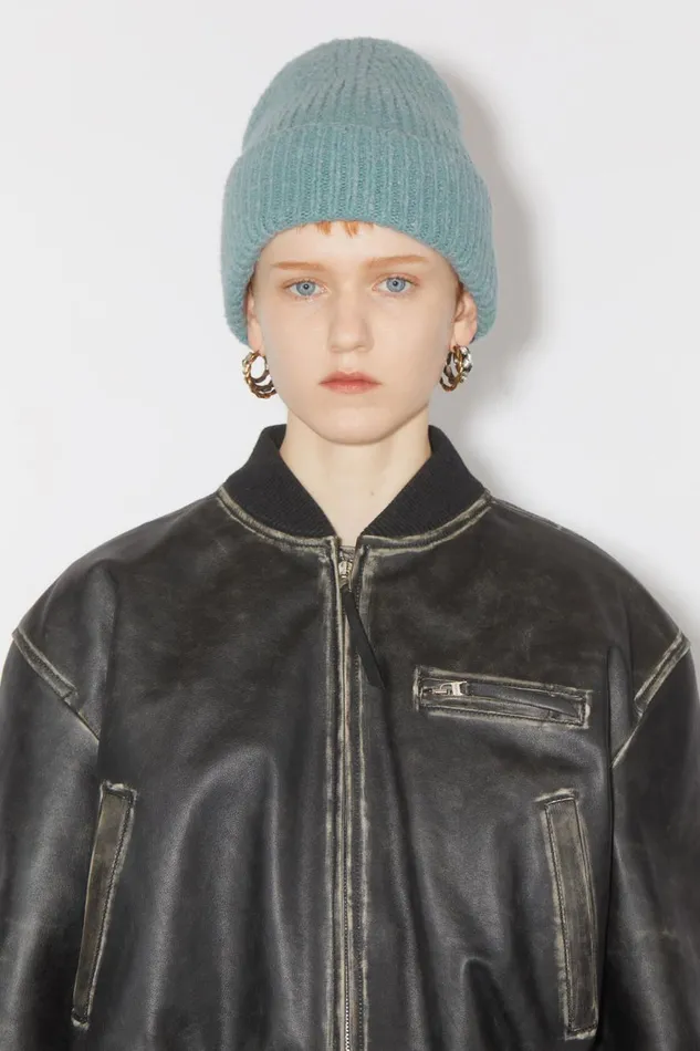 Men Wool Blend Beanie Mineral Blue Acne Studios Hats