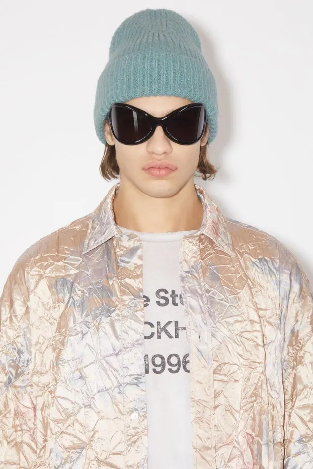 Men Wool Blend Beanie Mineral Blue Acne Studios Hats