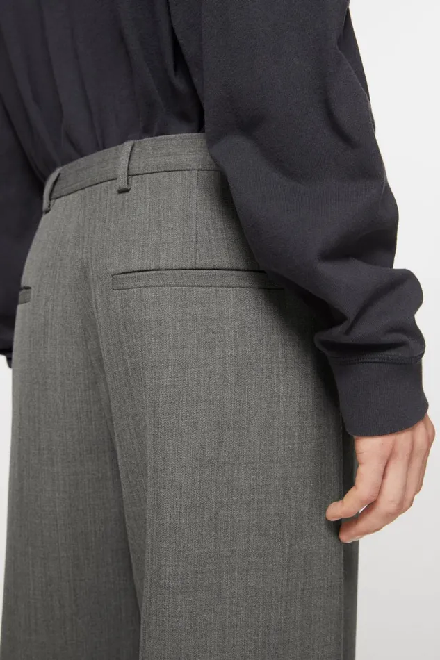 Men Wool Blend Trousers Grey Melange Acne Studios Trousers