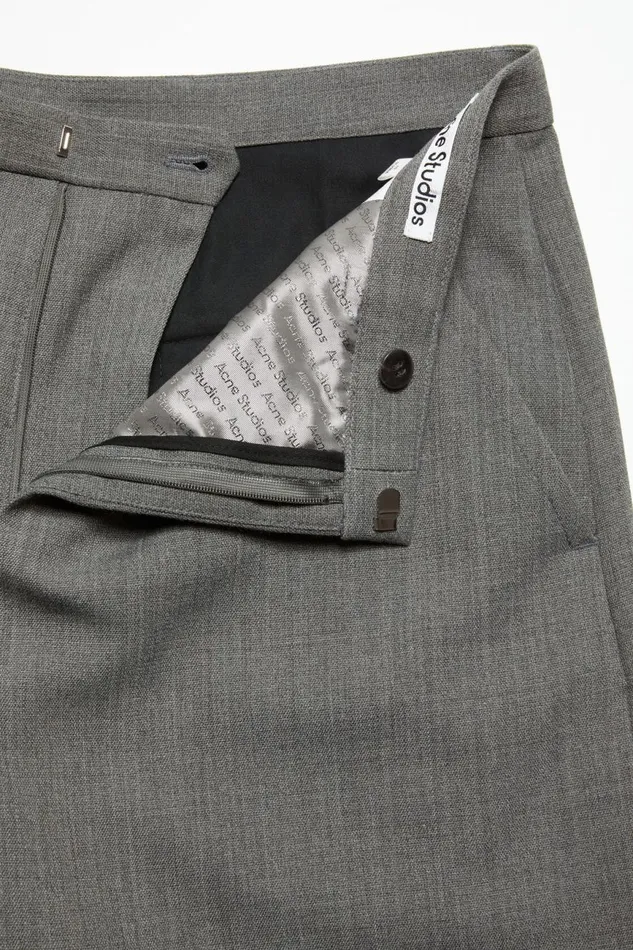 Men Wool Blend Trousers Grey Melange Acne Studios Trousers