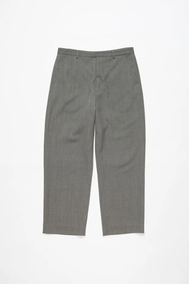 Men Wool Blend Trousers Grey Melange Acne Studios Trousers