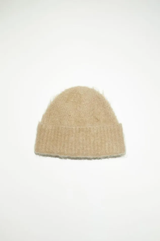 Men Wool Mohair Beanie Dark Beige Acne Studios Hats