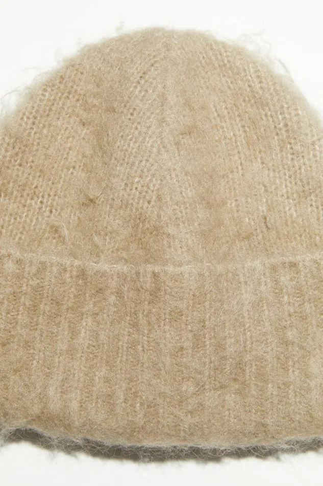 Men Wool Mohair Beanie Dark Beige Acne Studios Hats