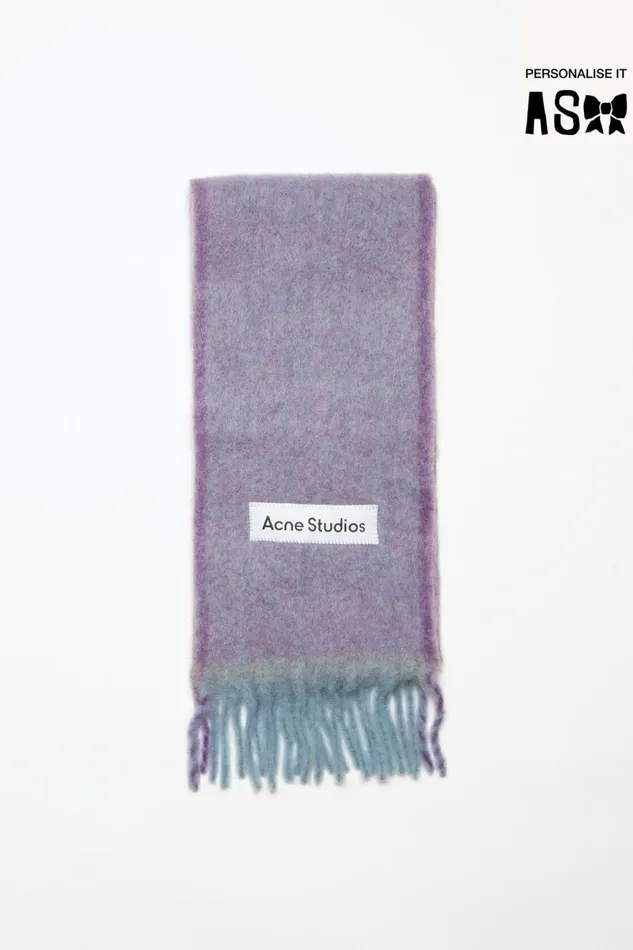 Men Wool Mohair Scarf 8211 Narrow Lavender Purple Acne Studios Scarves