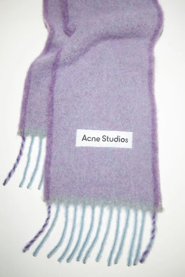 Men Wool Mohair Scarf 8211 Narrow Lavender Purple Acne Studios Scarves