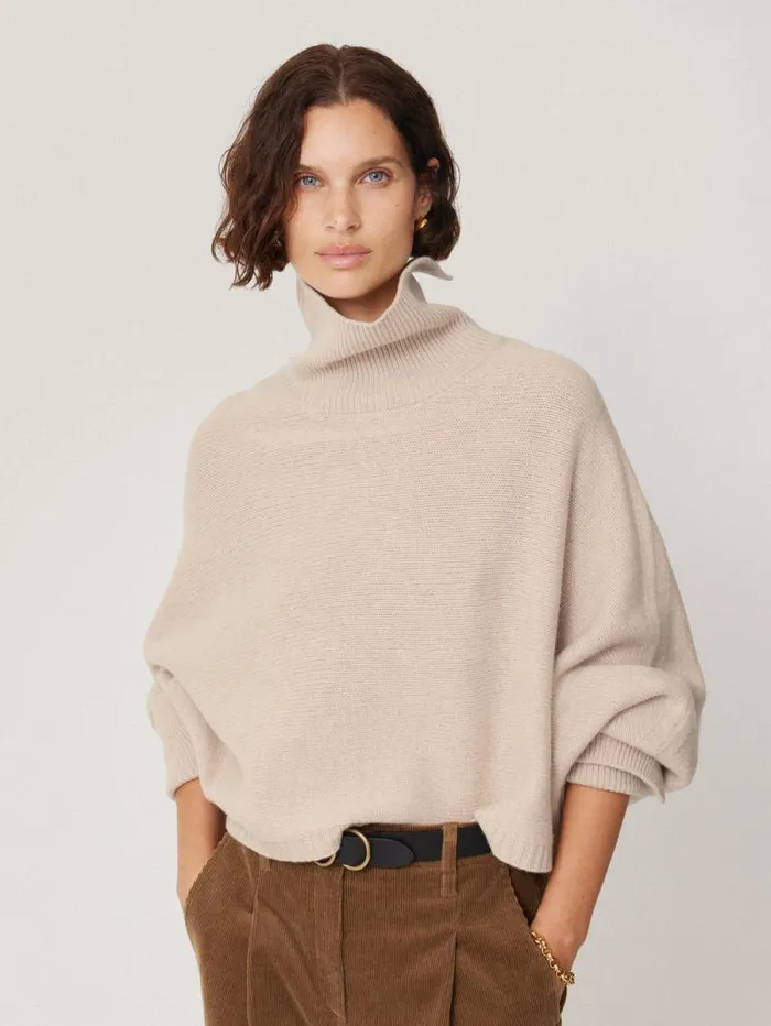 Merino Poncho Jumper Cream Women Jigsaw Knitwear and Cashmere