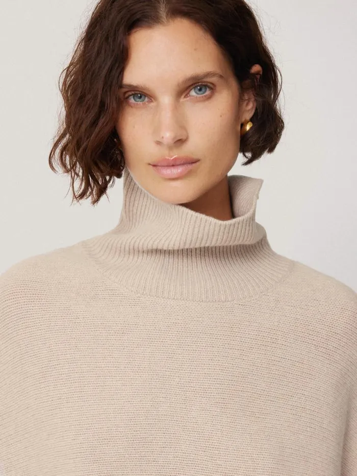 Merino Poncho Jumper Cream Women Jigsaw Knitwear and Cashmere