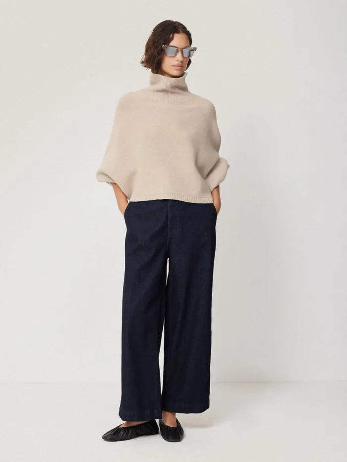 Merino Poncho Jumper Cream Women Jigsaw Knitwear and Cashmere
