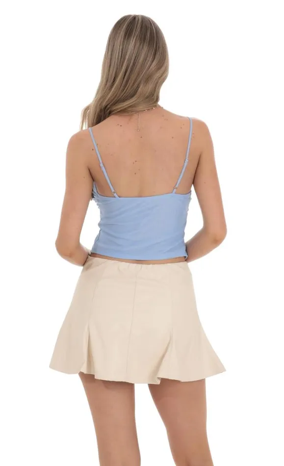 Mesh Front Tie Tassel Top Blue Women LUCY IN THE SKY Tops Mesh Front Tie Tassel Top Blue Women LUCY IN THE SKY Tops