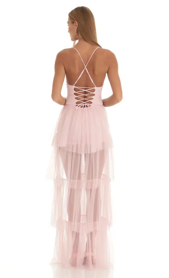 Mesh Maxi Dress Pink Women LUCY IN THE SKY Maxi Dresses Mesh Maxi Dress Pink Women LUCY IN THE SKY Maxi Dresses