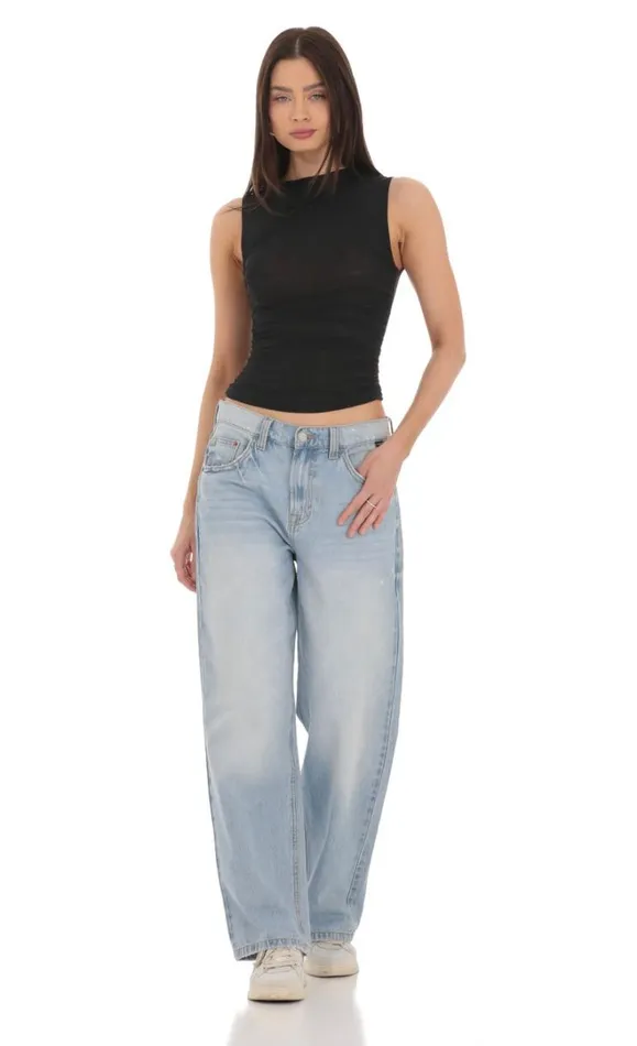 Mesh Ruched Top Black Women LUCY IN THE SKY Tops Mesh Ruched Top Black Women LUCY IN THE SKY Tops