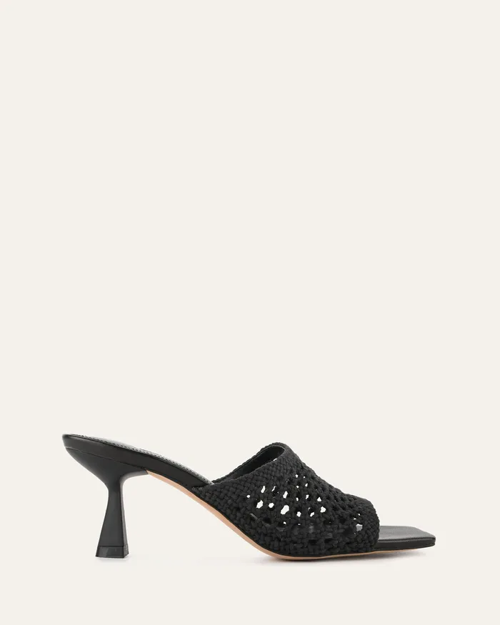 MID HEELS Jordyn mid heel sandals black textile jomercer Women