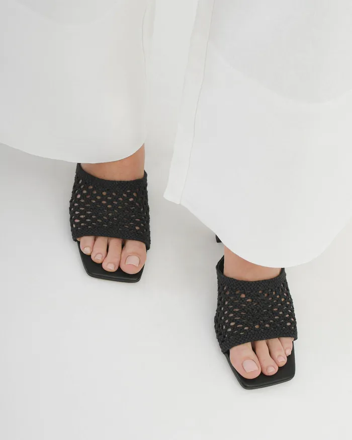 MID HEELS Jordyn mid heel sandals black textile jomercer Women MID HEELS Jordyn mid heel sandals black textile jomercer Women