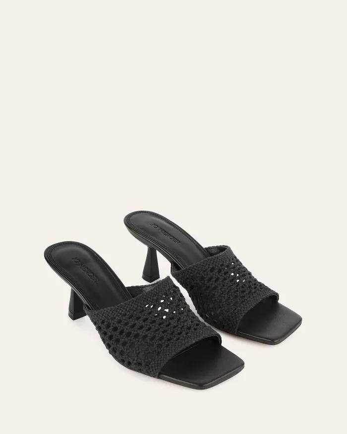 MID HEELS Jordyn mid heel sandals black textile jomercer Women MID HEELS Jordyn mid heel sandals black textile jomercer Women