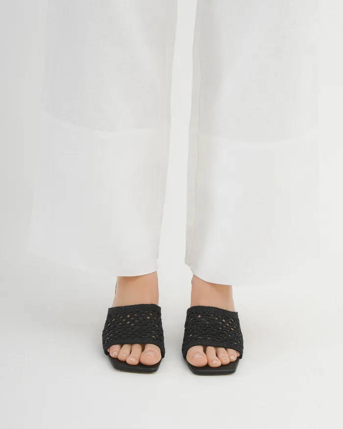 MID HEELS Jordyn mid heel sandals black textile jomercer Women MID HEELS Jordyn mid heel sandals black textile jomercer Women
