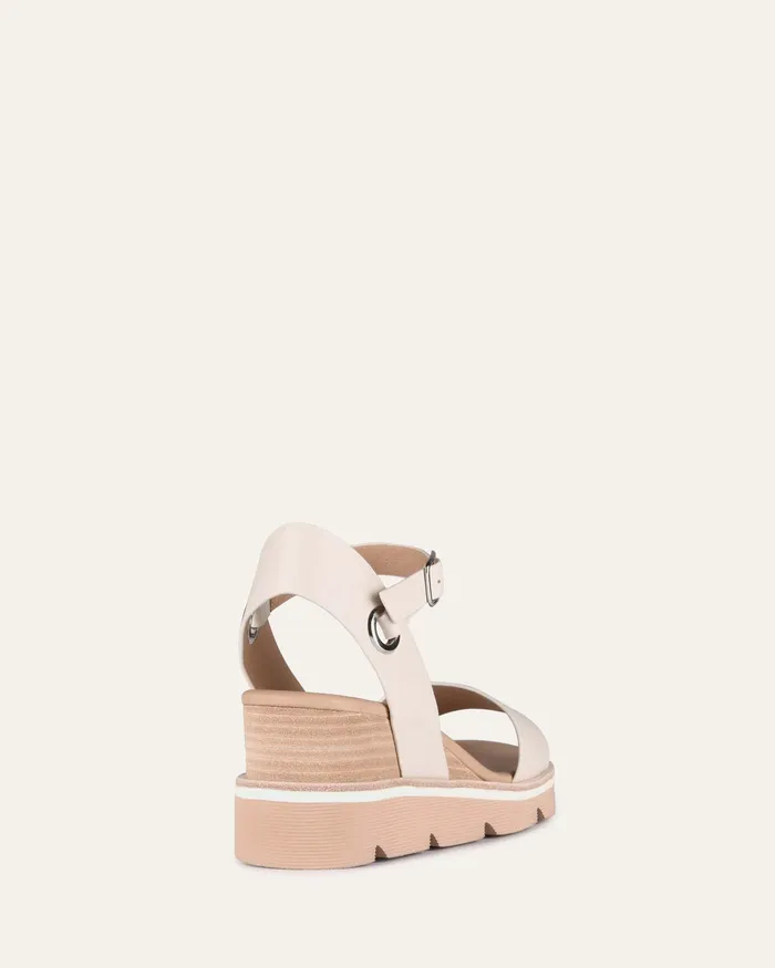 MID SANDALS Women jomercer Katie mid heel wedge sandals bone leather MID SANDALS Women jomercer Katie mid heel wedge sandals bone leather