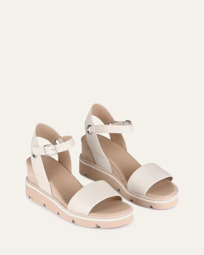 MID SANDALS Women jomercer Katie mid heel wedge sandals bone leather MID SANDALS Women jomercer Katie mid heel wedge sandals bone leather