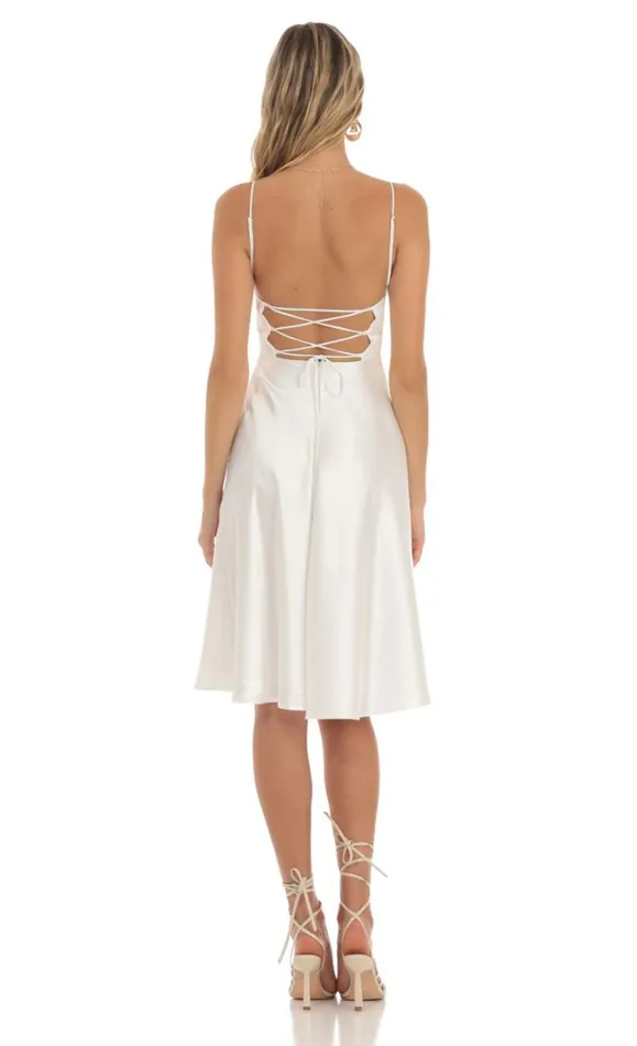 Midi Dress White Women LUCY IN THE SKY Midi Dresses Midi Dress White Women LUCY IN THE SKY Midi Dresses