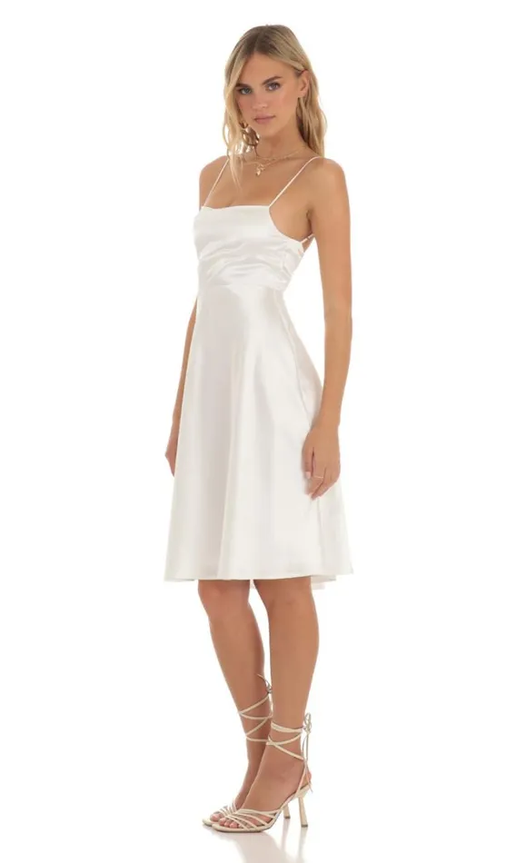 Midi Dress White Women LUCY IN THE SKY Midi Dresses Midi Dress White Women LUCY IN THE SKY Midi Dresses