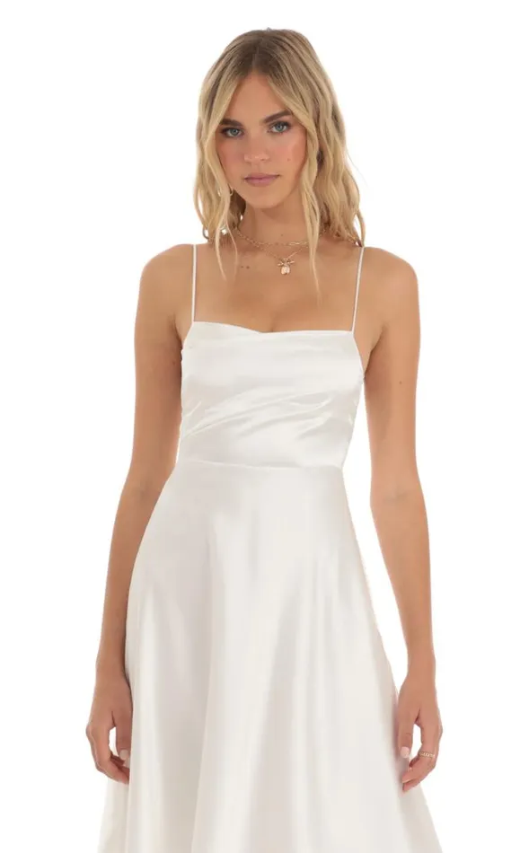 Midi Dress White Women LUCY IN THE SKY Midi Dresses Midi Dress White Women LUCY IN THE SKY Midi Dresses