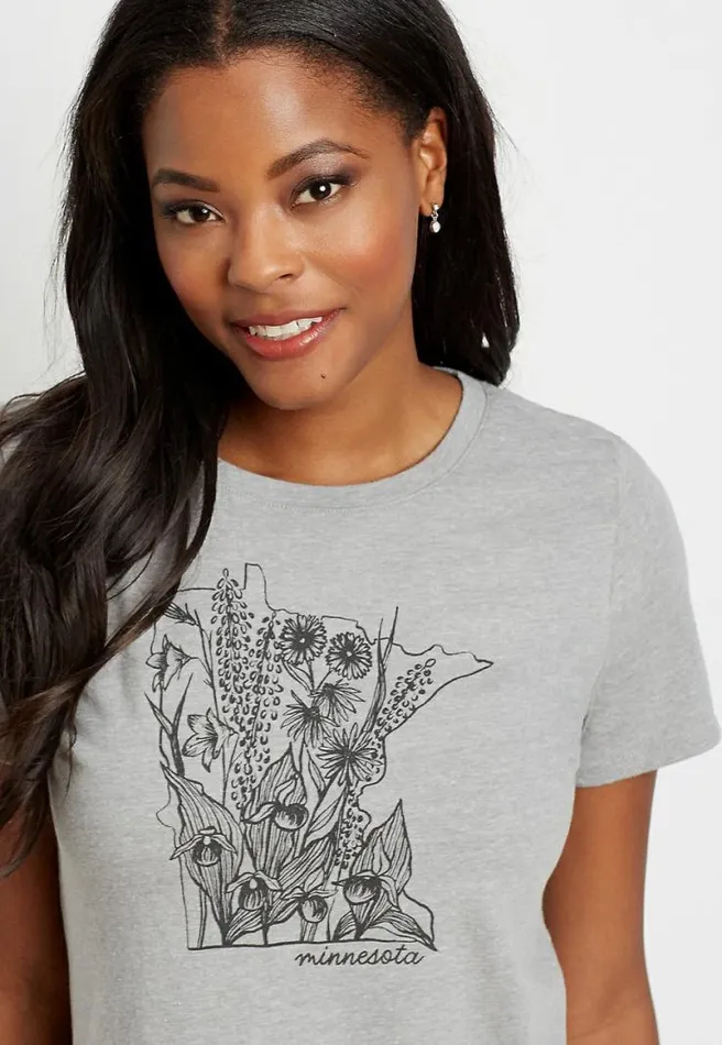 Minnesota State Flower Graphic Tee Women Maurices Tops