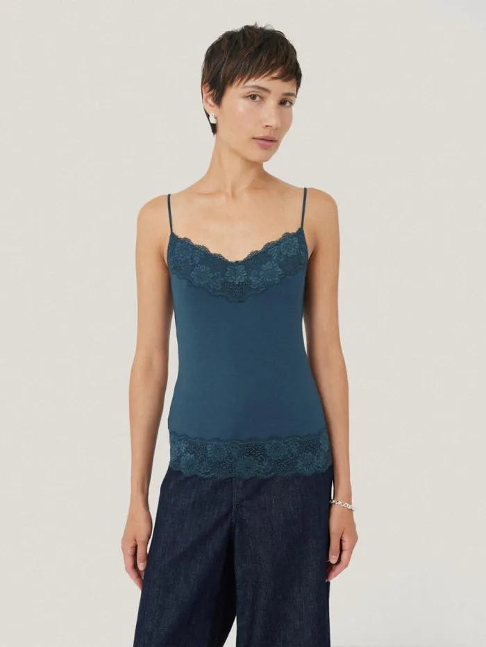 Modal Lace Vest Smoke Women Jigsaw Shirts and Tops