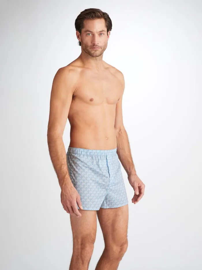 Modern Fit Boxer Shorts Men Derek Rose Modern Fit Boxers Ledbury 72 Cotton Batiste Blue
