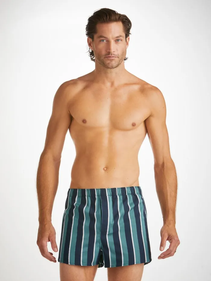 Modern Fit Boxer Shorts Men Derek Rose Modern Fit Boxers Royal 221 Cotton Teal