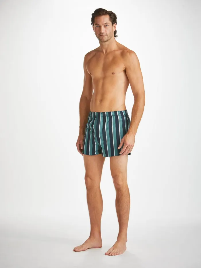 Modern Fit Boxer Shorts Men Derek Rose Modern Fit Boxers Royal 221 Cotton Teal