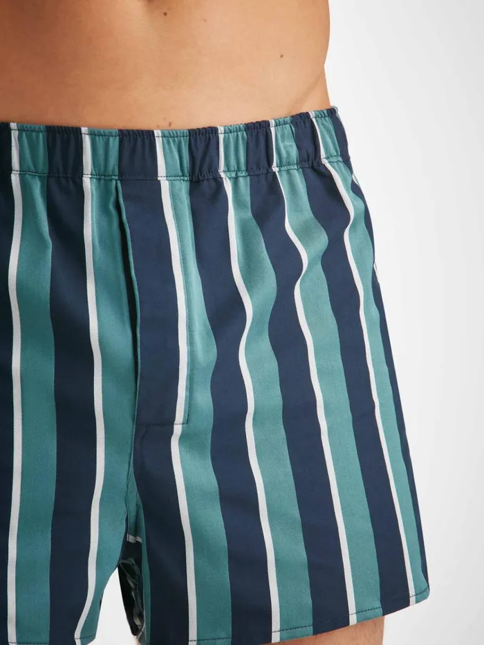 Modern Fit Boxer Shorts Men Derek Rose Modern Fit Boxers Royal 221 Cotton Teal