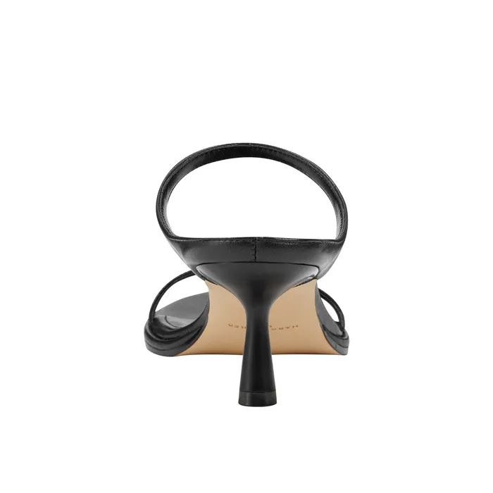 Mules and Slides Alonde Heeled Slide Sandal Black Leather Marc Fisher Women