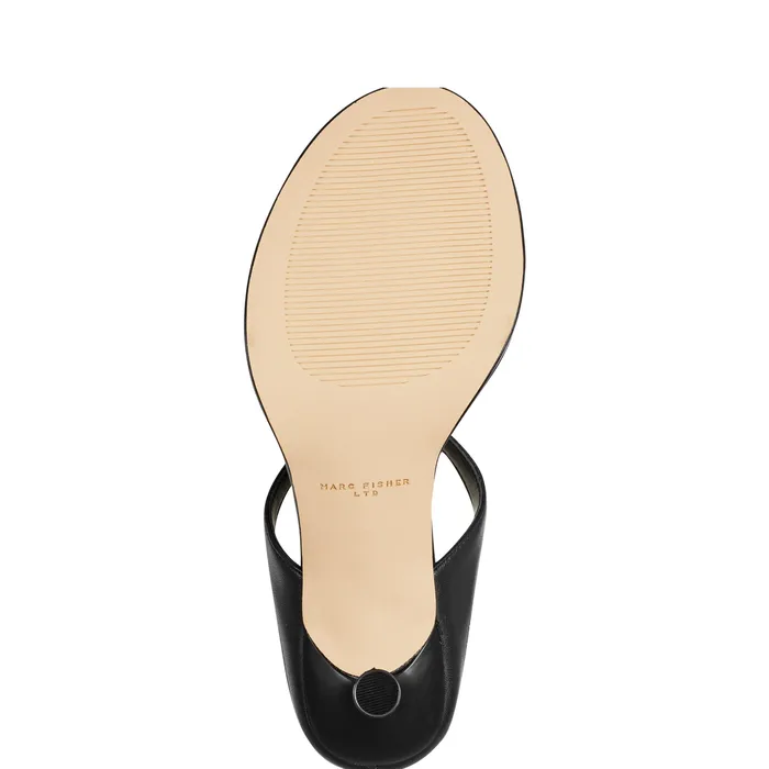 Mules and Slides Alonde Heeled Slide Sandal Black Leather Marc Fisher Women