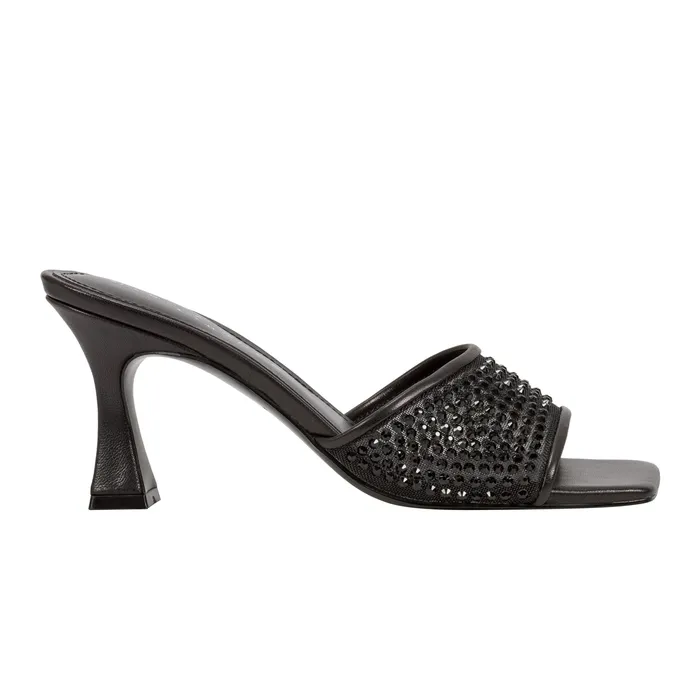 Mules and Slides Delaney Studded Slide Sandal Black Leather Marc Fisher Women