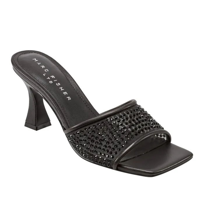 Mules and Slides Delaney Studded Slide Sandal Black Leather Marc Fisher Women