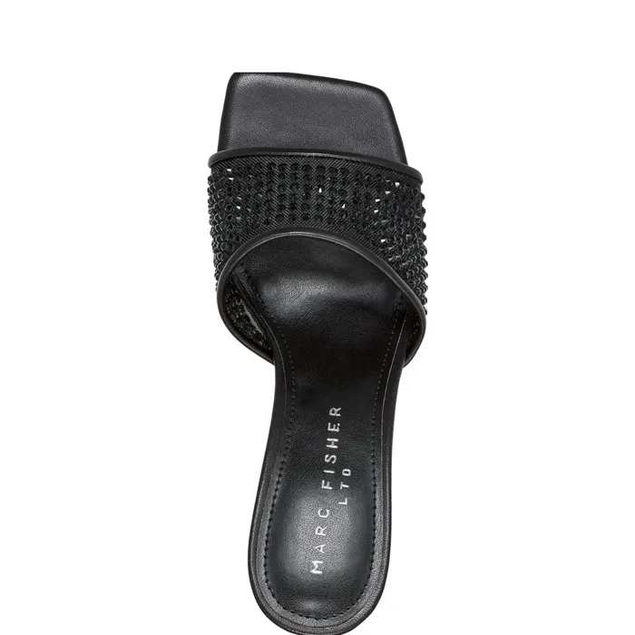 Mules and Slides Delaney Studded Slide Sandal Black Leather Marc Fisher Women