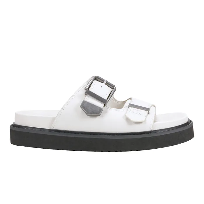 Mules and Slides Marc Fisher Women Amirra Buckle Slide Sandal Chic Cream Leather