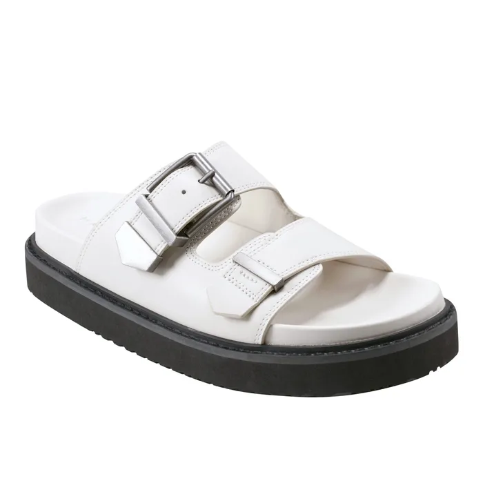 Mules and Slides Marc Fisher Women Amirra Buckle Slide Sandal Chic Cream Leather