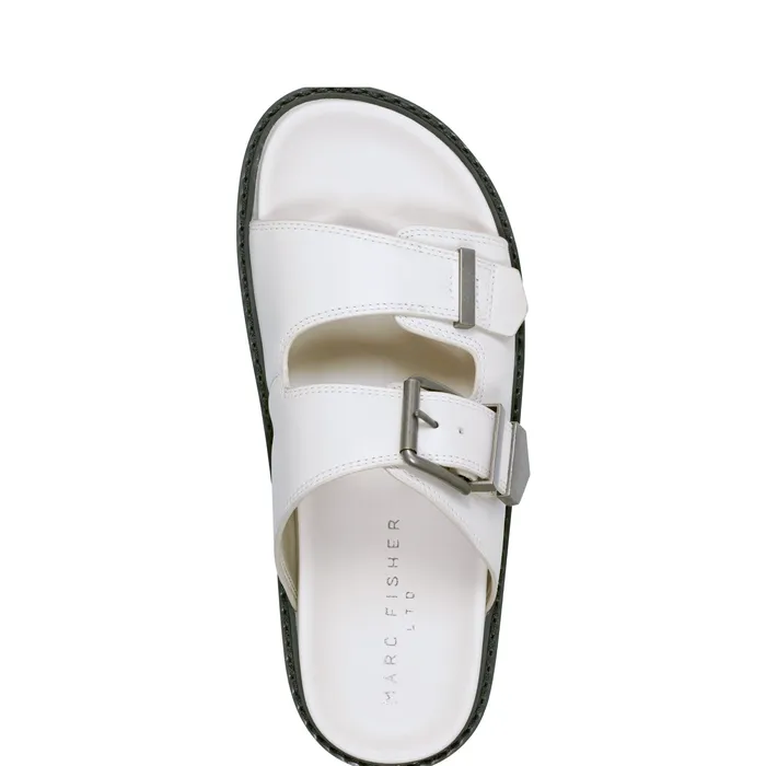 Mules and Slides Marc Fisher Women Amirra Buckle Slide Sandal Chic Cream Leather