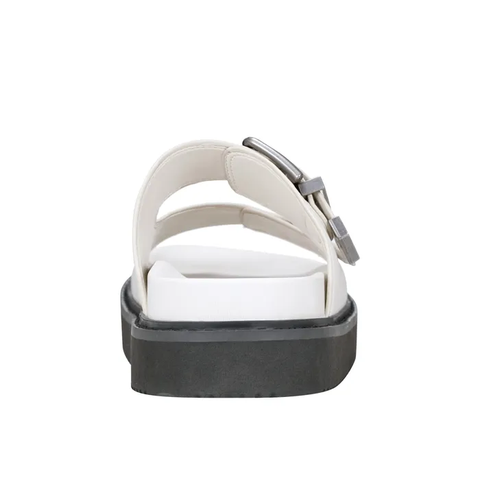 Mules and Slides Marc Fisher Women Amirra Buckle Slide Sandal Chic Cream Leather