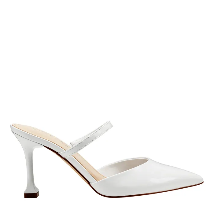 Mules and Slides Marc Fisher Women Hadais Heeled Mule White Patent