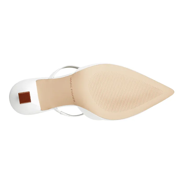 Mules and Slides Marc Fisher Women Hadais Heeled Mule White Patent